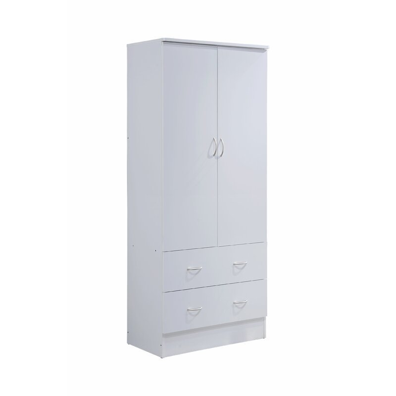 Factory Wholesale white wardrobe clothes organizer Double door wardrobe with two drawers