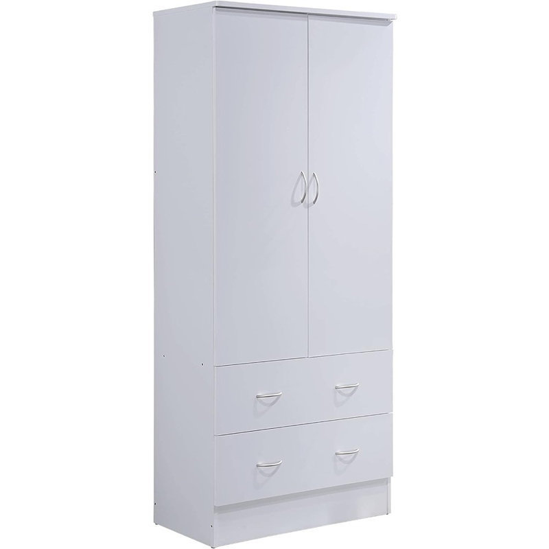 Factory Wholesale white wardrobe clothes organizer Double door wardrobe with two drawers