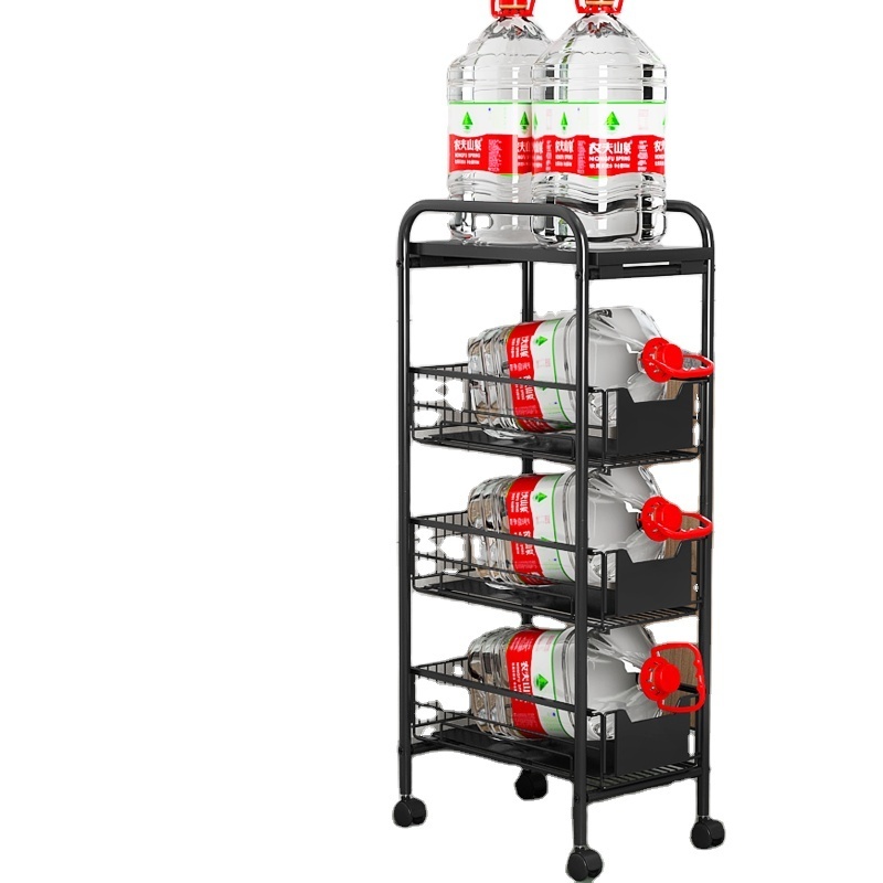 Wholesale 4 Tier Black White Slim Storage Holder Rack With Wheels Narrow Home Kitchen Organizer