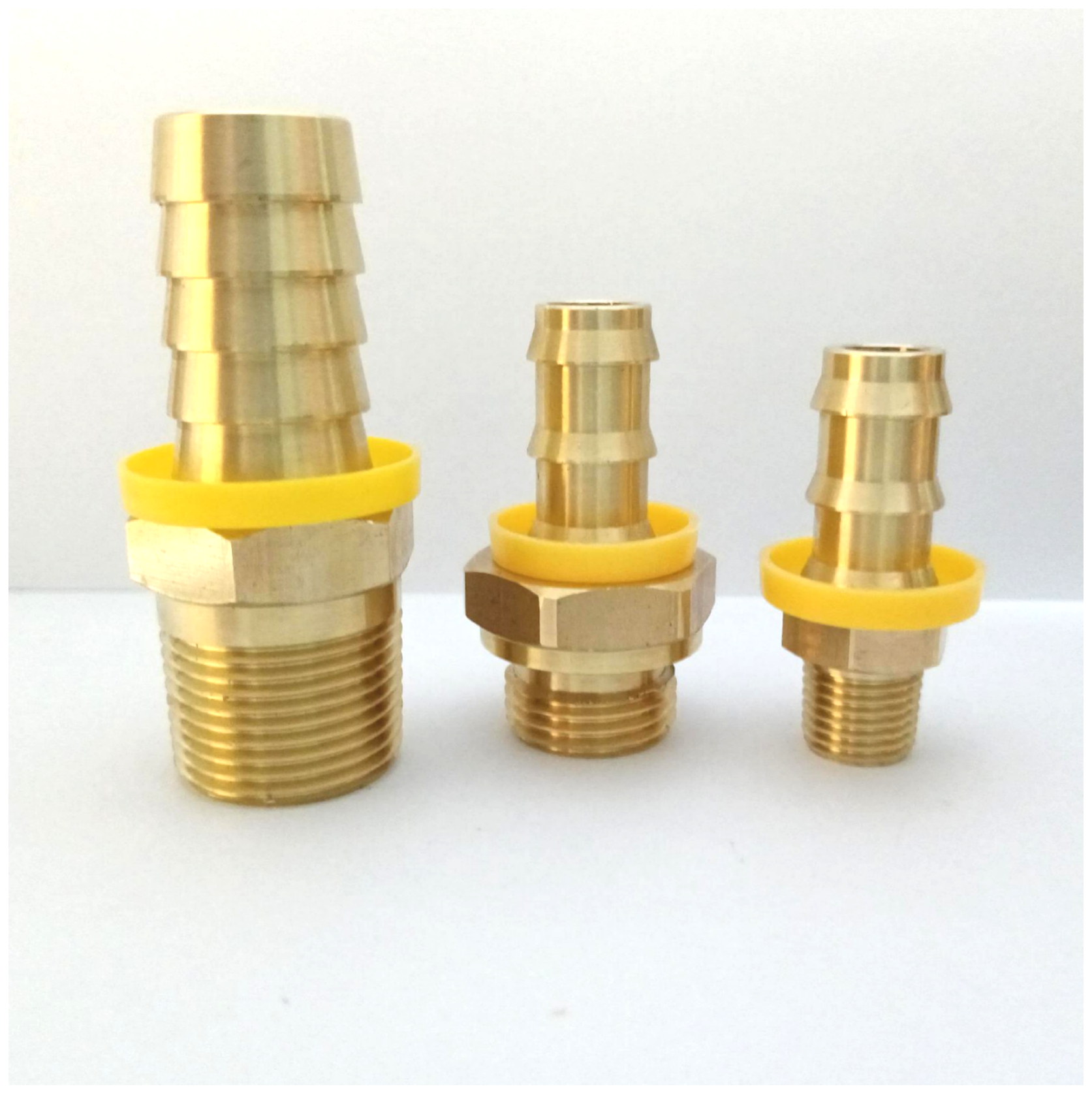 Male Thread Forged Brass Hexagonal Connector Hose Tail Adaptor Brass Hose End With Yellow Ring