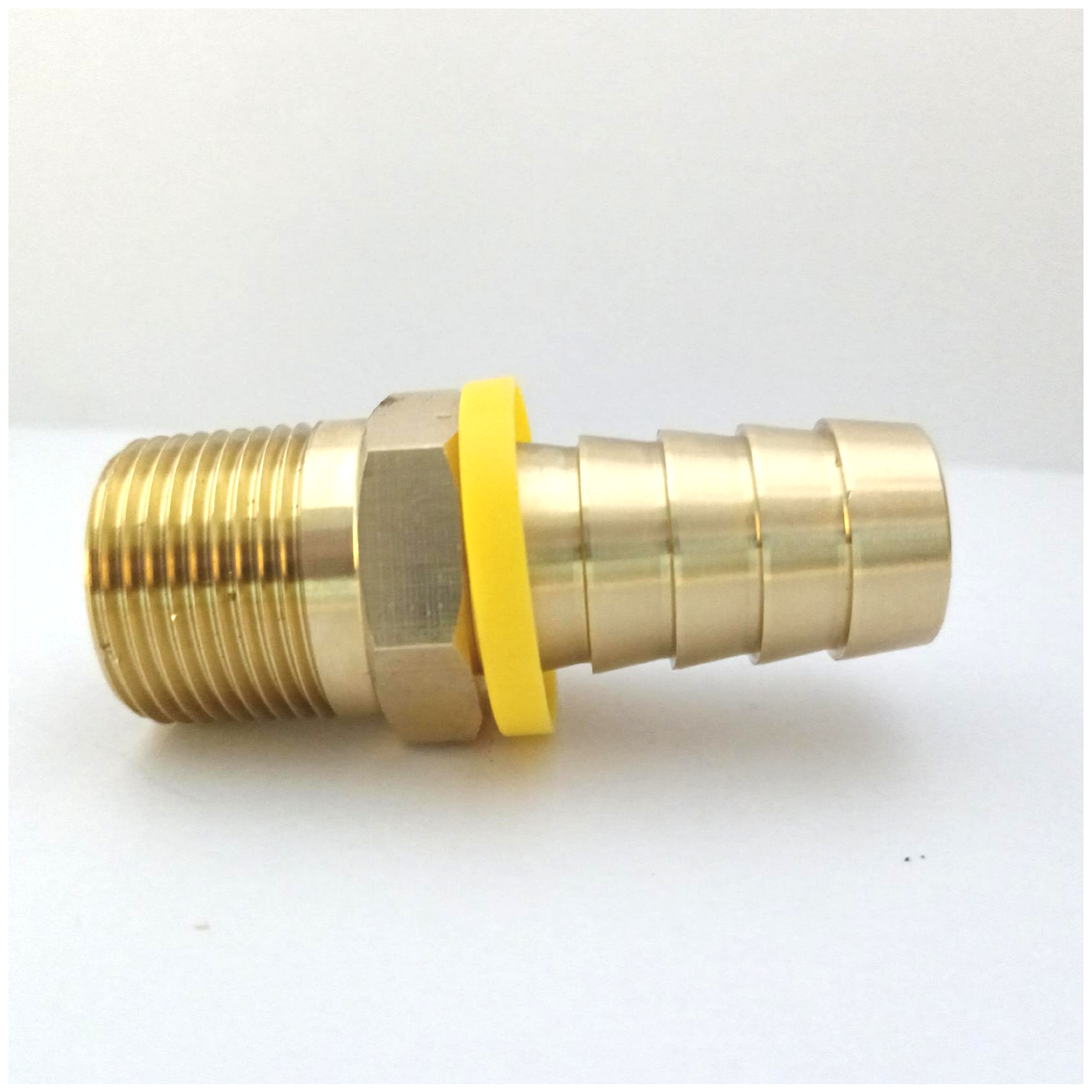 Male Thread Forged Brass Hexagonal Connector Hose Tail Adaptor Brass Hose End With Yellow Ring