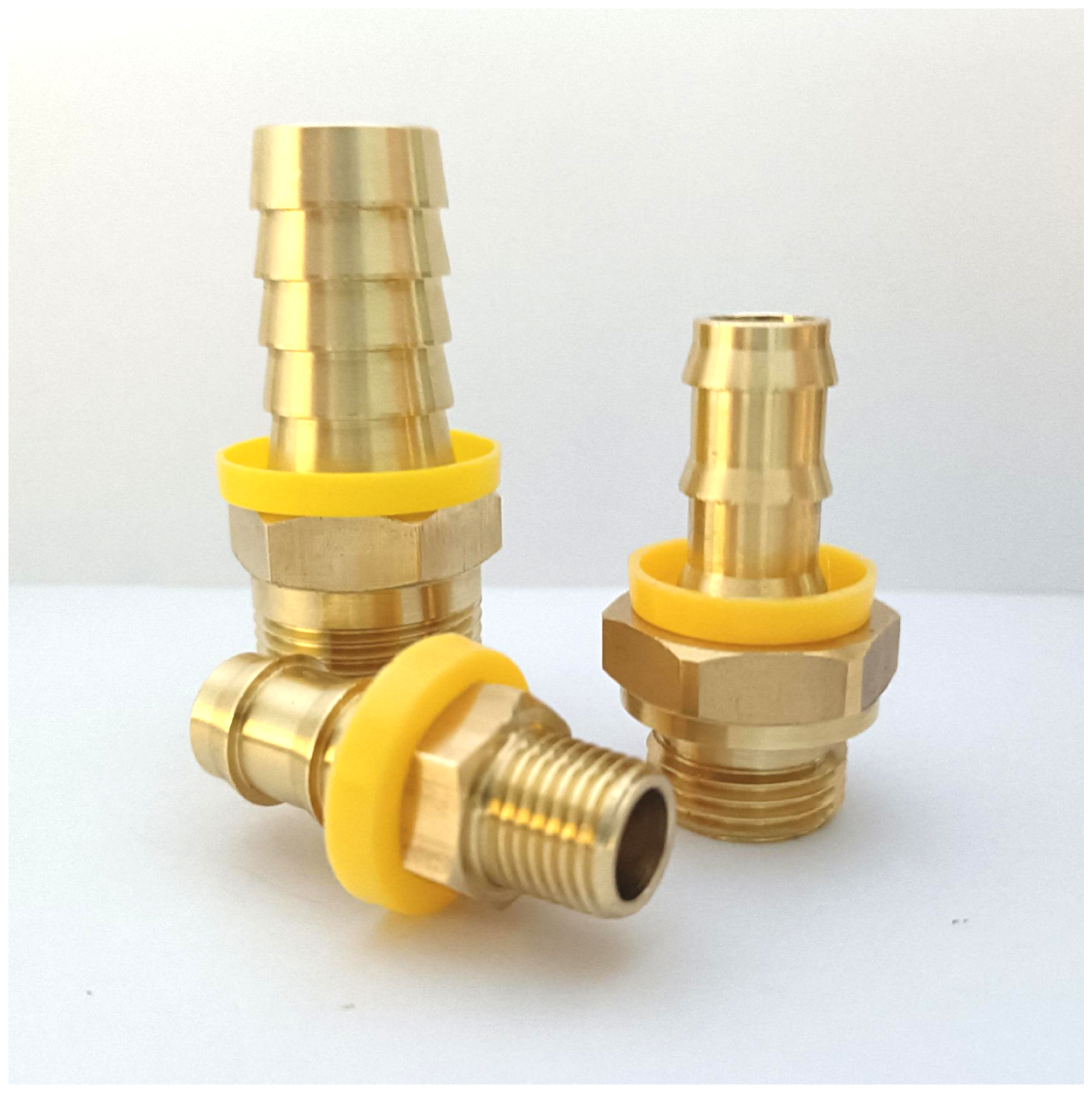 Male Thread Forged Brass Hexagonal Connector Hose Tail Adaptor Brass Hose End With Yellow Ring