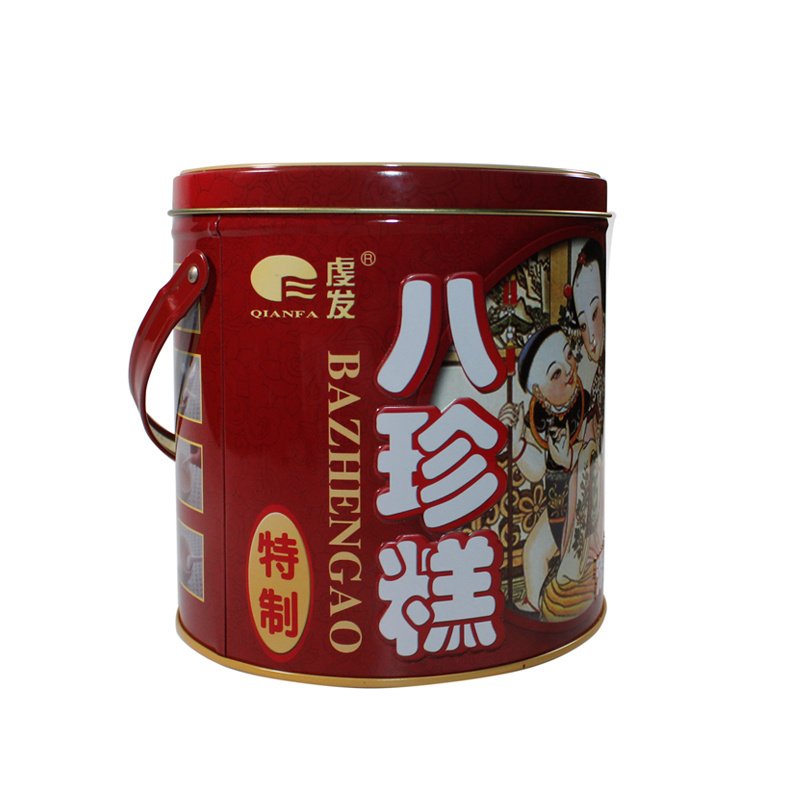 round cookie tin with handle wholesale tin buckets custom snack package tin can