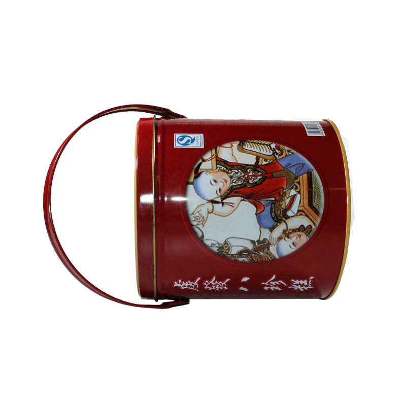 round cookie tin with handle wholesale tin buckets custom snack package tin can