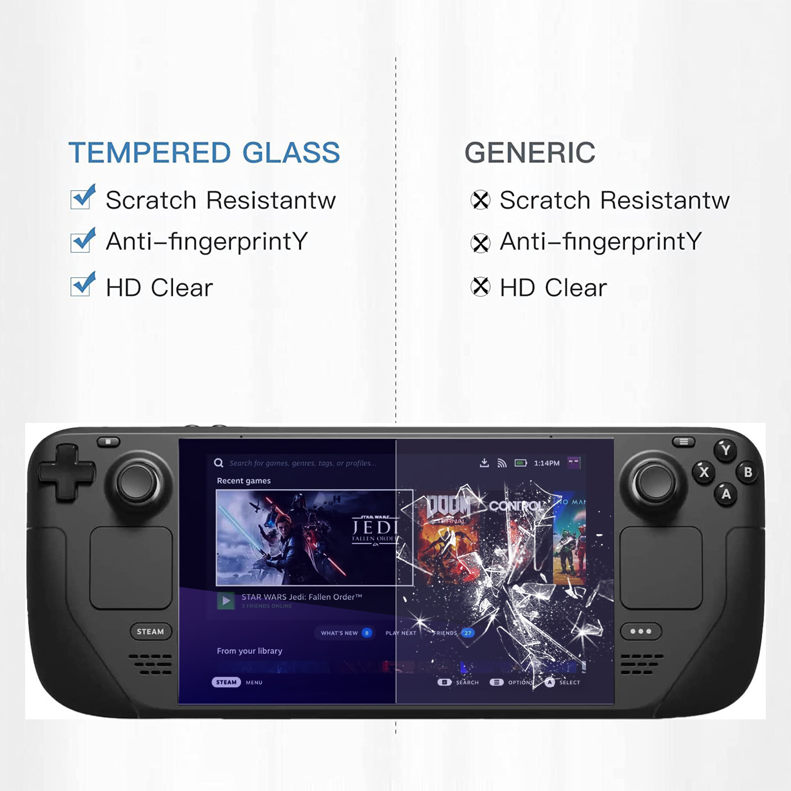 The Steam Deck Blu-ray tempered glass film HD screen protector is scratch-resistant