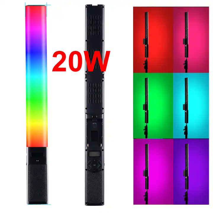 Tolifo Photographic Lighting ST-20RGB Stick LED RGB Tube Video Photography Studio 20W Battery Powered Handheld Photo Wand Light