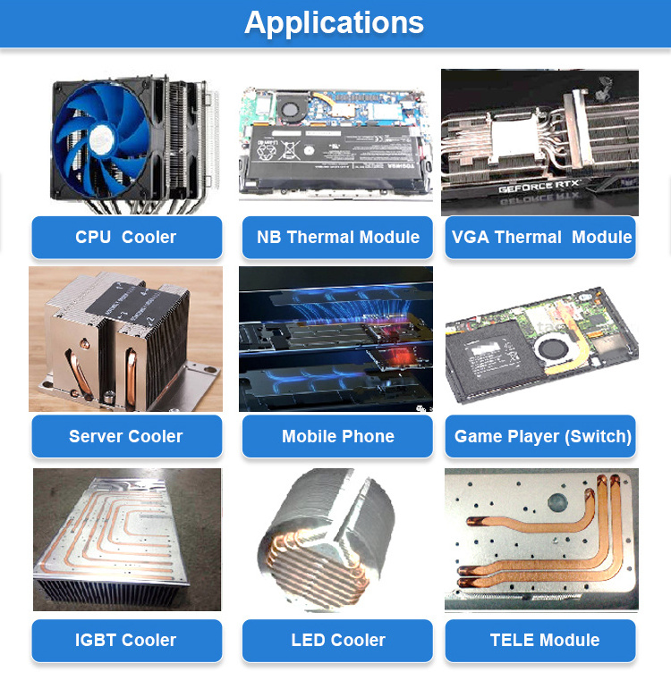 High quality composite wick cold plate bending technique uxcell copper round heat pipe