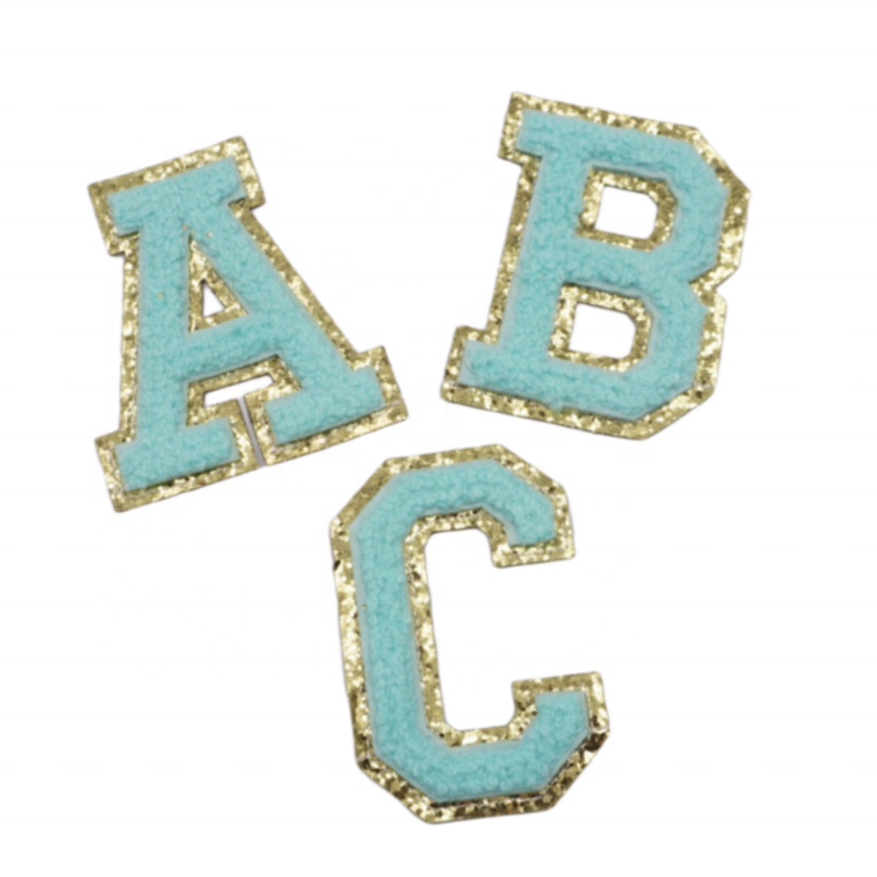 Good quality capital A letter iron on patches letters chenille letters stick on bags hats