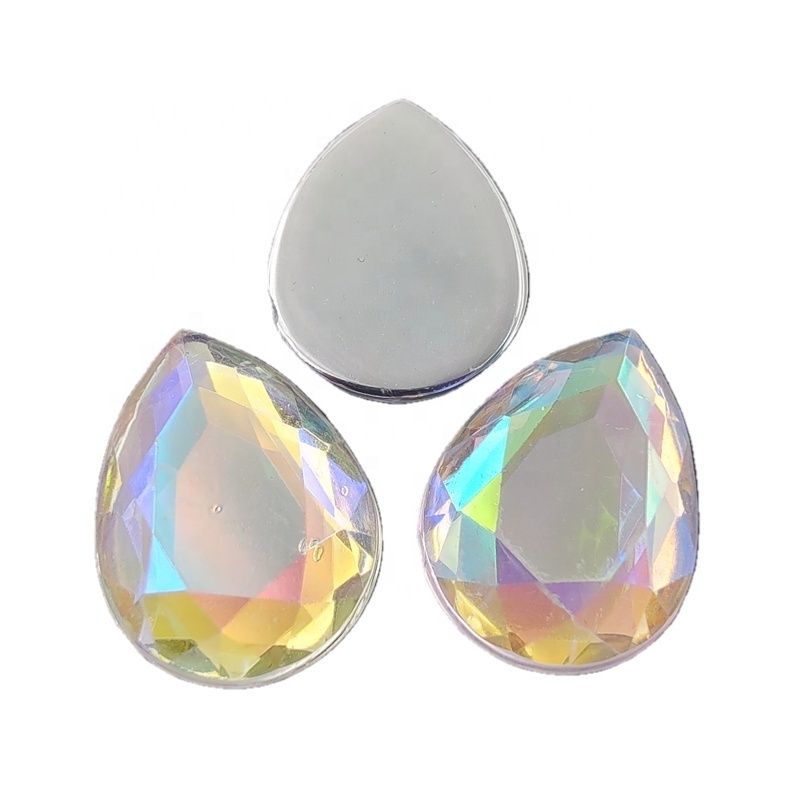 High quality Tear Drop Acrylic AB Rhinestones Glue On Flatback Strass lead free rhinestone flat back For DIY