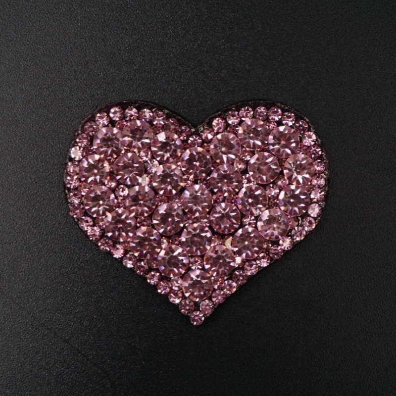 Black rhinestone Heart Patch Glue on sewing Crystal Clothes Patches For DIY Bags