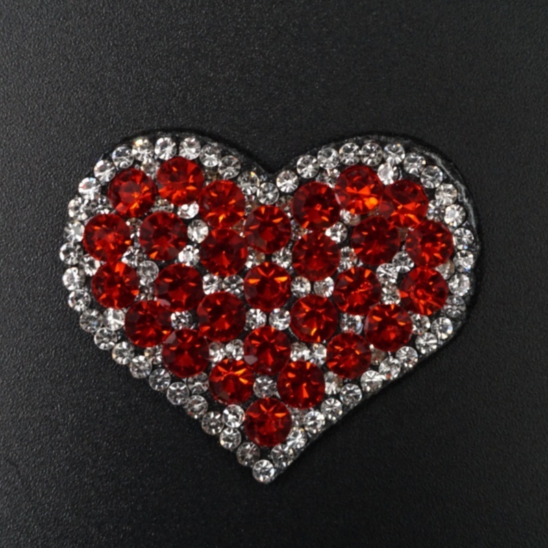 Black rhinestone Heart Patch Glue on sewing Crystal Clothes Patches For DIY Bags