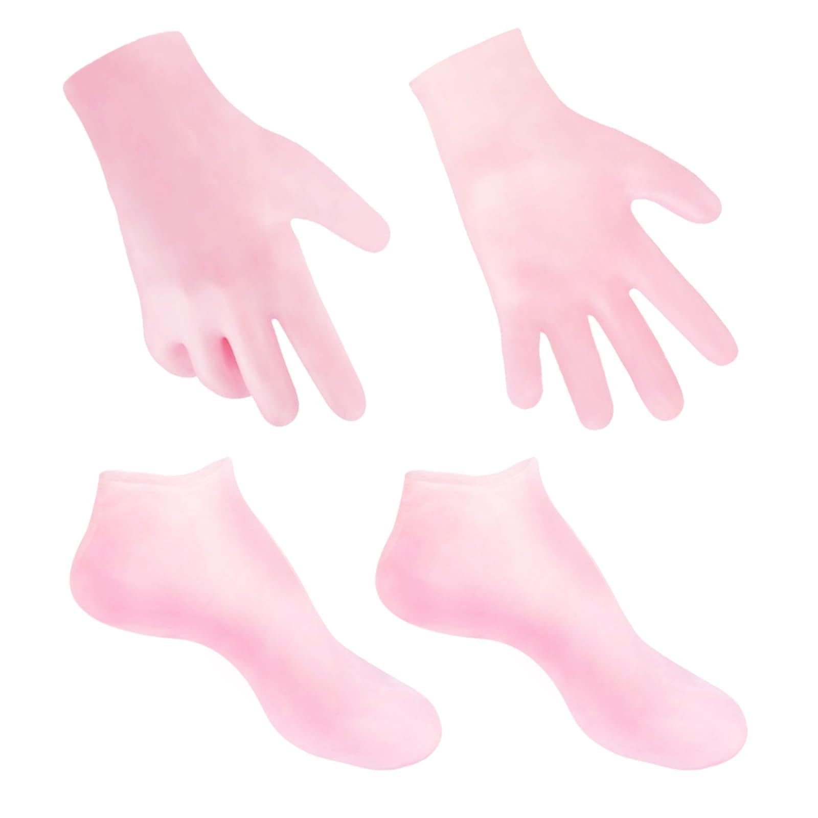 High Quality 2 Pairs Pink Foot Care Silicone Gel Spa Socks Moisturizing Glove Socks Set for Dry Cracked Skin