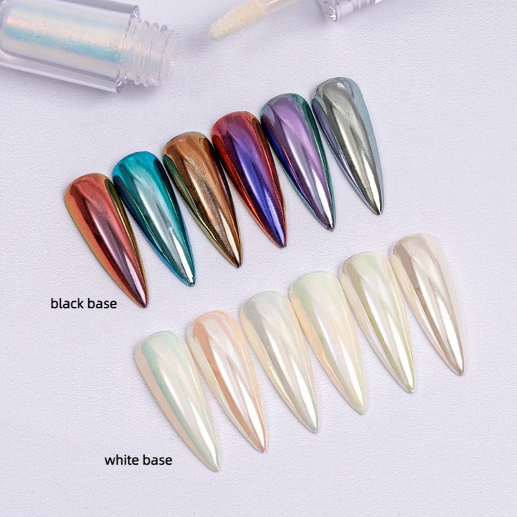 2023 Aurora Liquid Powder Metallic Chrome Nail Polish Magic Glass Mirror Effect Gel Polish Nails Magic Mirror Powder Liquid