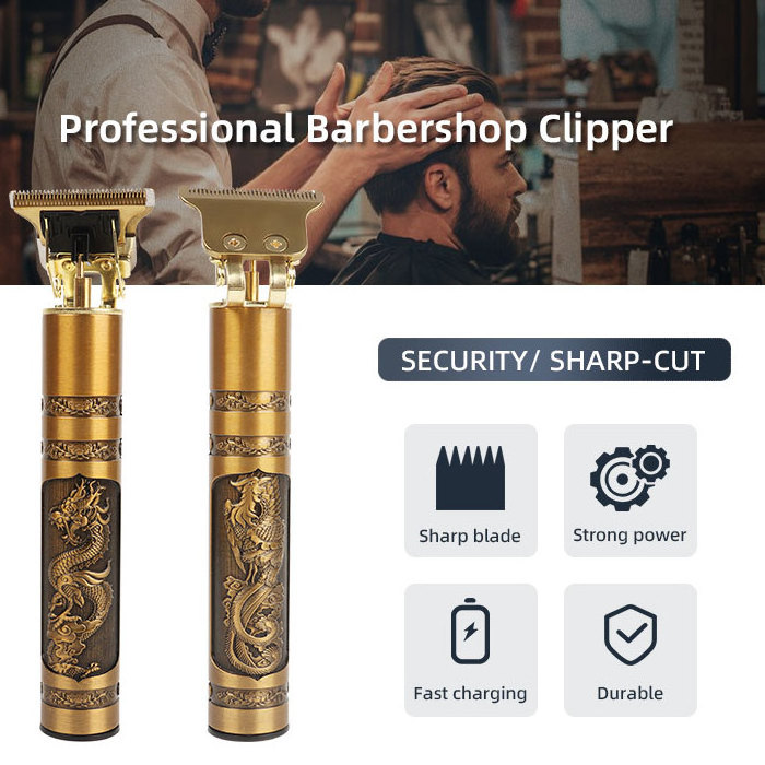 Professional Cordless Rechargeable T-Blade Electric Trimmer Hair Clippers For Men Hair Cut