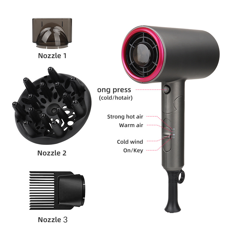 Factory Wholesale Professional 1800W Powerful Hairdryer Travel Foldable Handle Hot Cold Wind Negative Ionic Hair Dryer