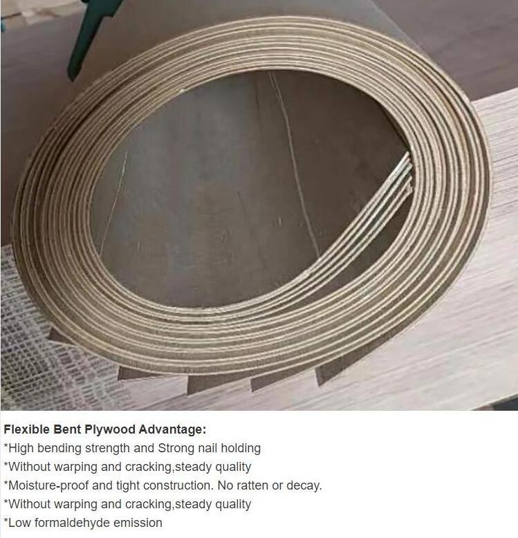 E1 Grade 1220*2440*3mm 5mm 9mm Bend Plywood/Flexible Bending Plywood/Curved Commercial Plywood