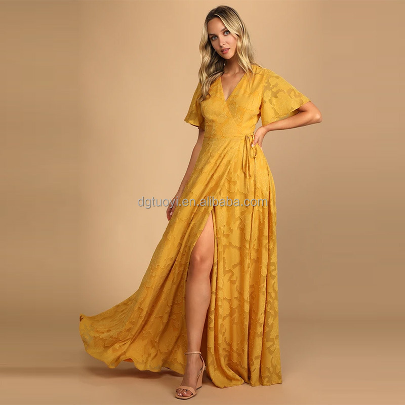 High Quality Elegant Dresses Love and Beyond Marigold Burnout Floral Maxi Dress Long Bridesmaid Dresses