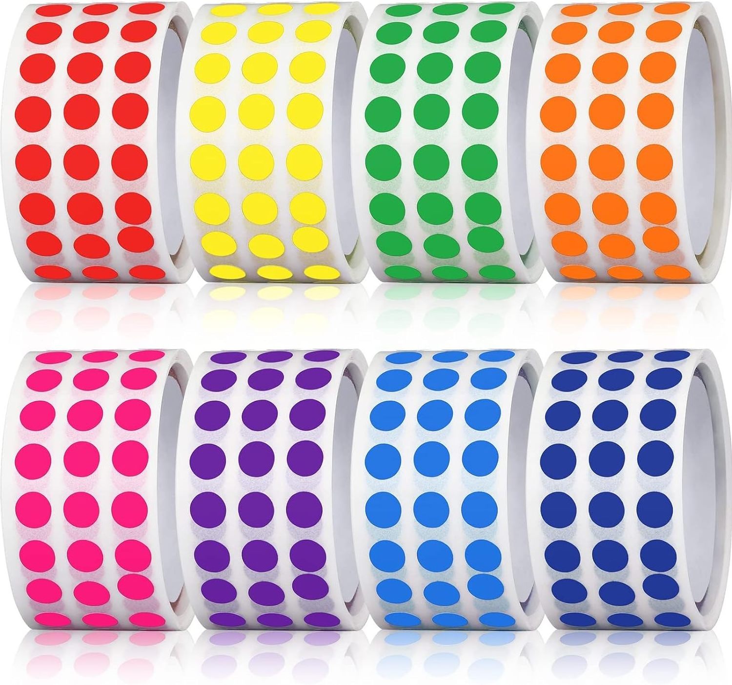 Custom Bright Round Color Coding Circle Dot Labels on a Roll Semi-Gloss Removable Sticker