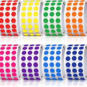 Custom Bright Round Color Coding Circle Dot Labels on a Roll Semi-Gloss Removable Sticker