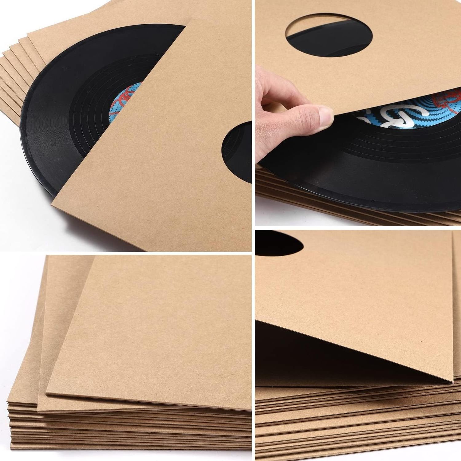 Outer Vinyl Record Jackets Inner Record Sleeves for 12 Inch Blank Album Covers with Round Corners and Center Hole