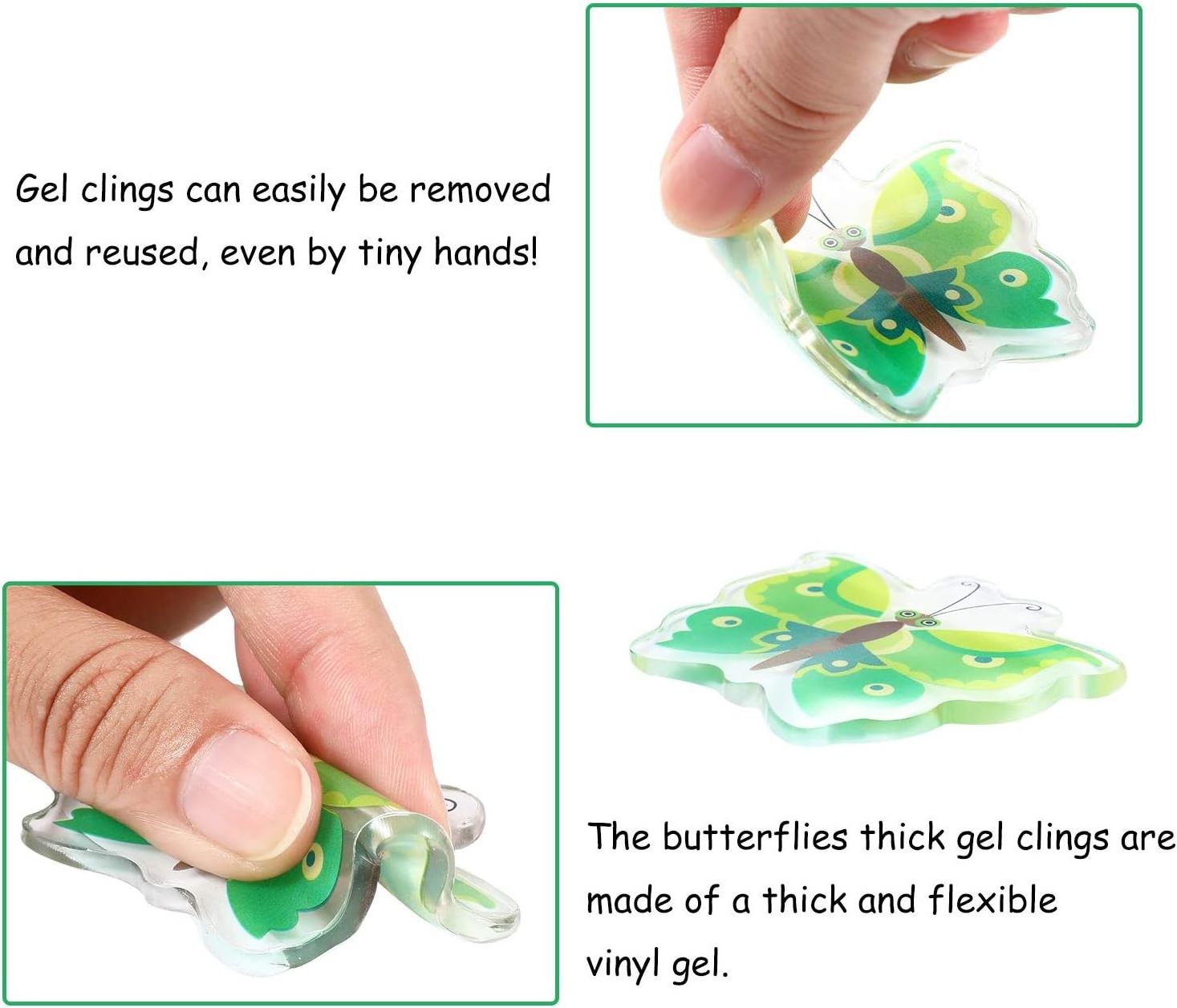 Spring Summer Thick Gel Window Clings Reusable Glass Butterfly Stickers for Kids Toddlers Nursery Airplane Home Decoration