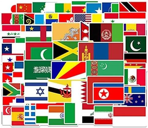 World Flag Decal Stickers for Laptop Travel Case Notebook Phone Car Scrapbook Water Bottle Bike Graffiti Decals