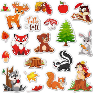 Fall Thick Gel Clings Woodland Animals Window Gel Decals for Autumn Thanksgiving Harvest Home Classroom Door Window Decor