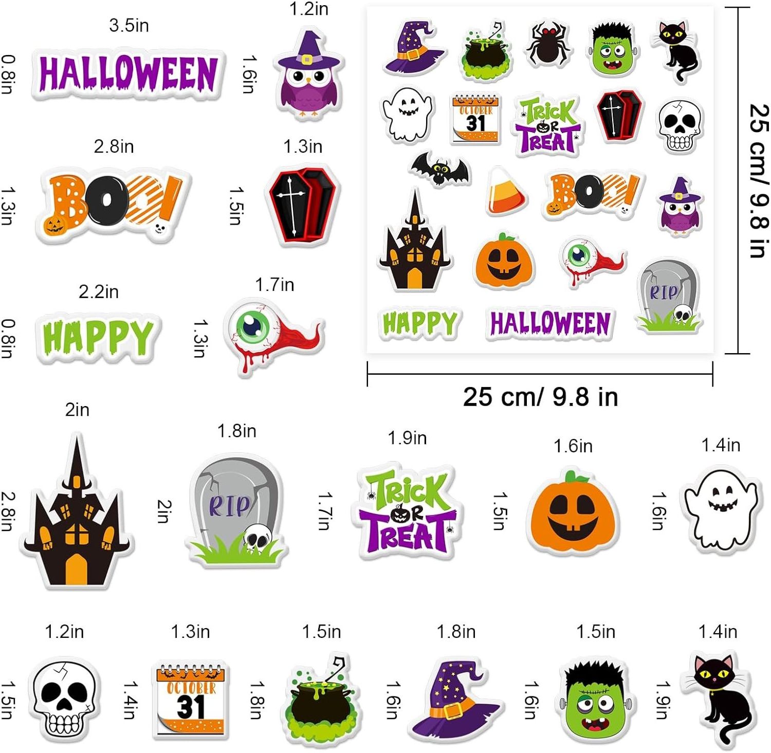 Halloween Thick Gel Clings Pumpkin Black Cat Ghost Bat Window Gel Decals Stickers for Halloween Decals Party Supplies Gift