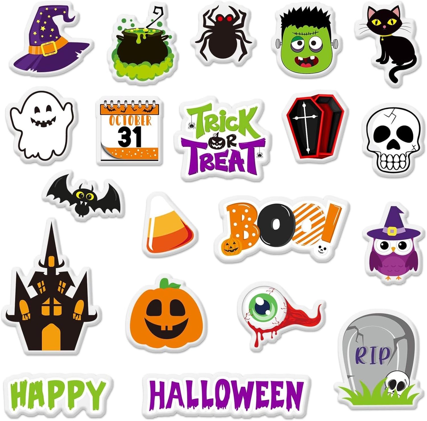 Halloween Thick Gel Clings Pumpkin Black Cat Ghost Bat Window Gel Decals Stickers for Halloween Decals Party Supplies Gift