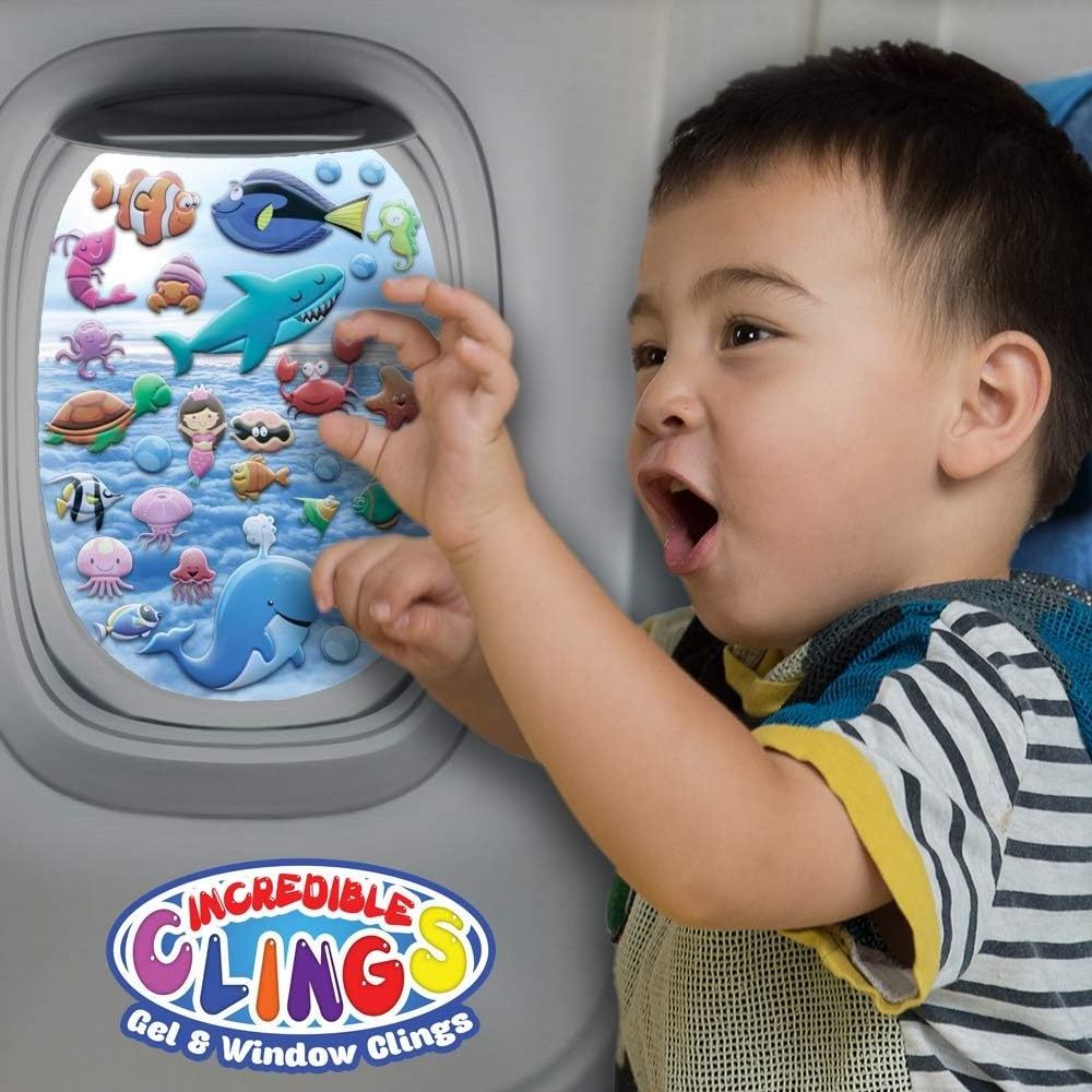 Under The Sea Ocean Window Gel Stickers for Kids Toddlers Reusable Puffy Sticker Activites for Car Plane Home