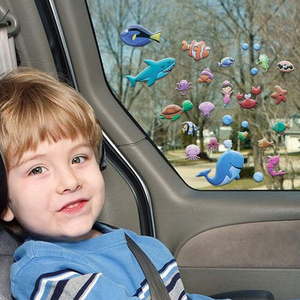 Under The Sea Ocean Window Gel Stickers for Kids Toddlers Reusable Puffy Sticker Activites for Car Plane Home