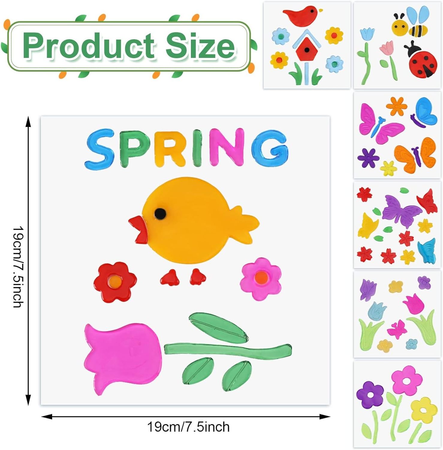 Spring Window Gel Stickers Flowers Butterflies Bee Beetle Bird Stickers  Decorations for Refrigerators Bedroom Office School