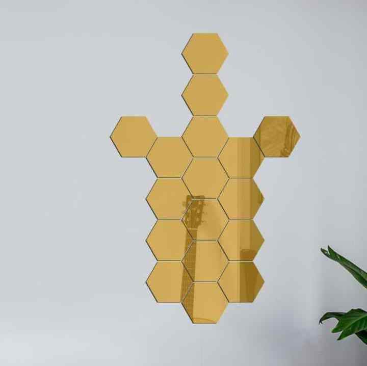 Removable Acrylic Wall Mirror Stickers Honeycomb Mirror Sticker Hexagon Mirror Wall Stickers for Living Room