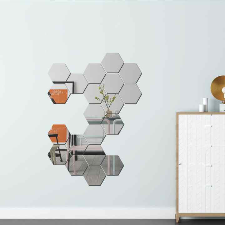 Removable Acrylic Wall Mirror Stickers Honeycomb Mirror Sticker Hexagon Mirror Wall Stickers for Living Room