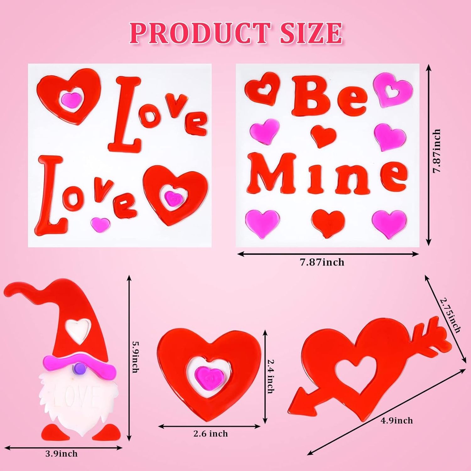 Factory Price Custom Valentine  Gel Cling Jelly  Sticker Window Fridge Sticker