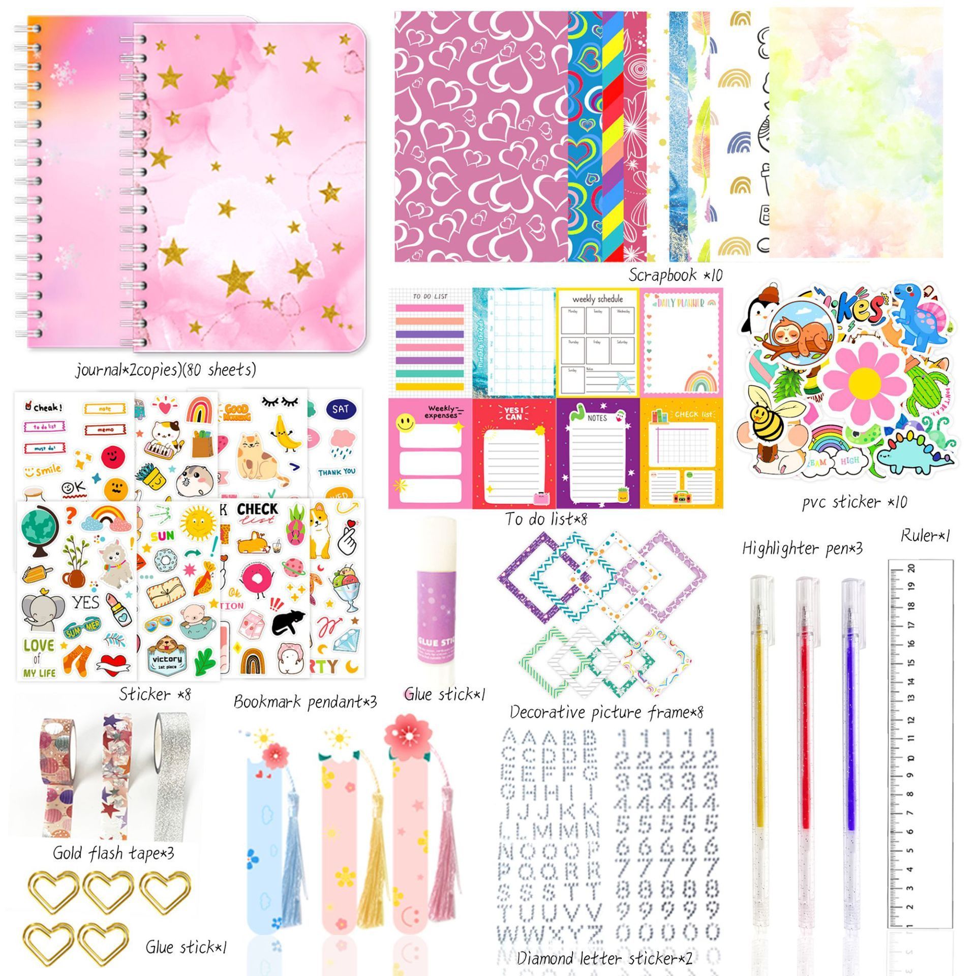 Stock Kid Journal Sticker Sets Teenager Birthday Gift Scrapbook Vintage