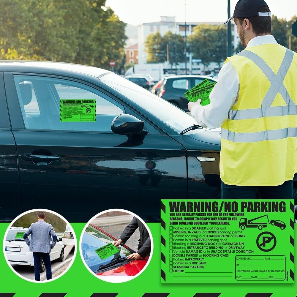 Parking Tickets No Parking Stickers Super Sticky Parking Violation Tickets Tow Warning ,8*5 in, Green