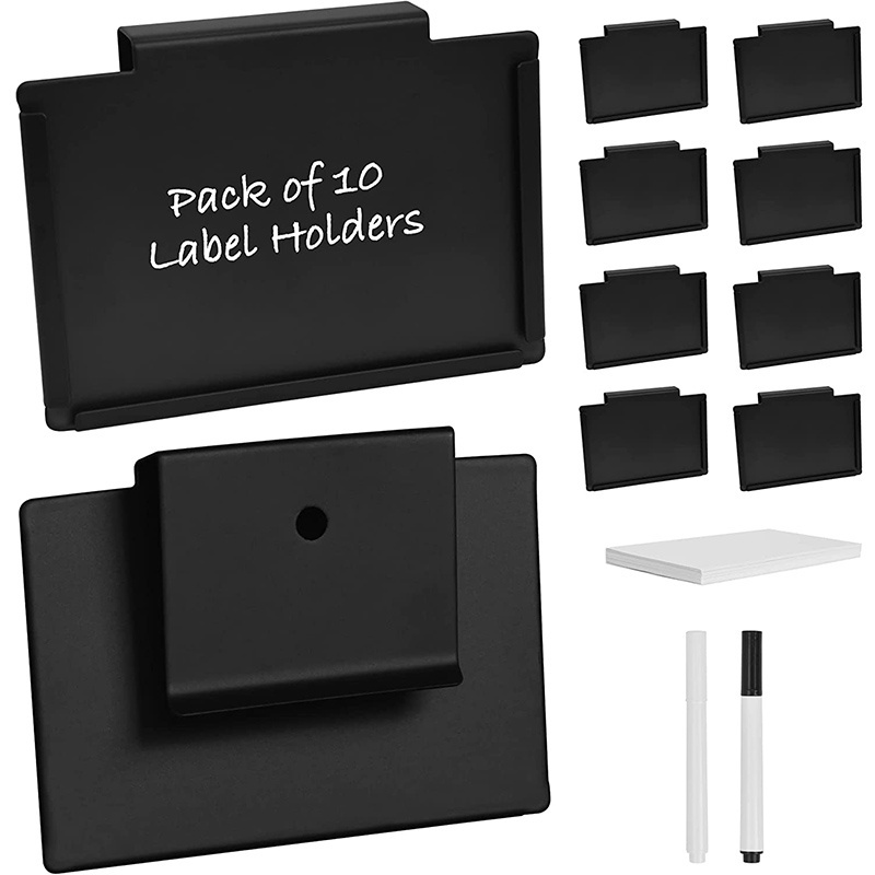 Metal Bin And Basket Label Clips For Storage Bins. Dry Erase Chalk Marker Compatible. Replaceable Paper Insert Labels