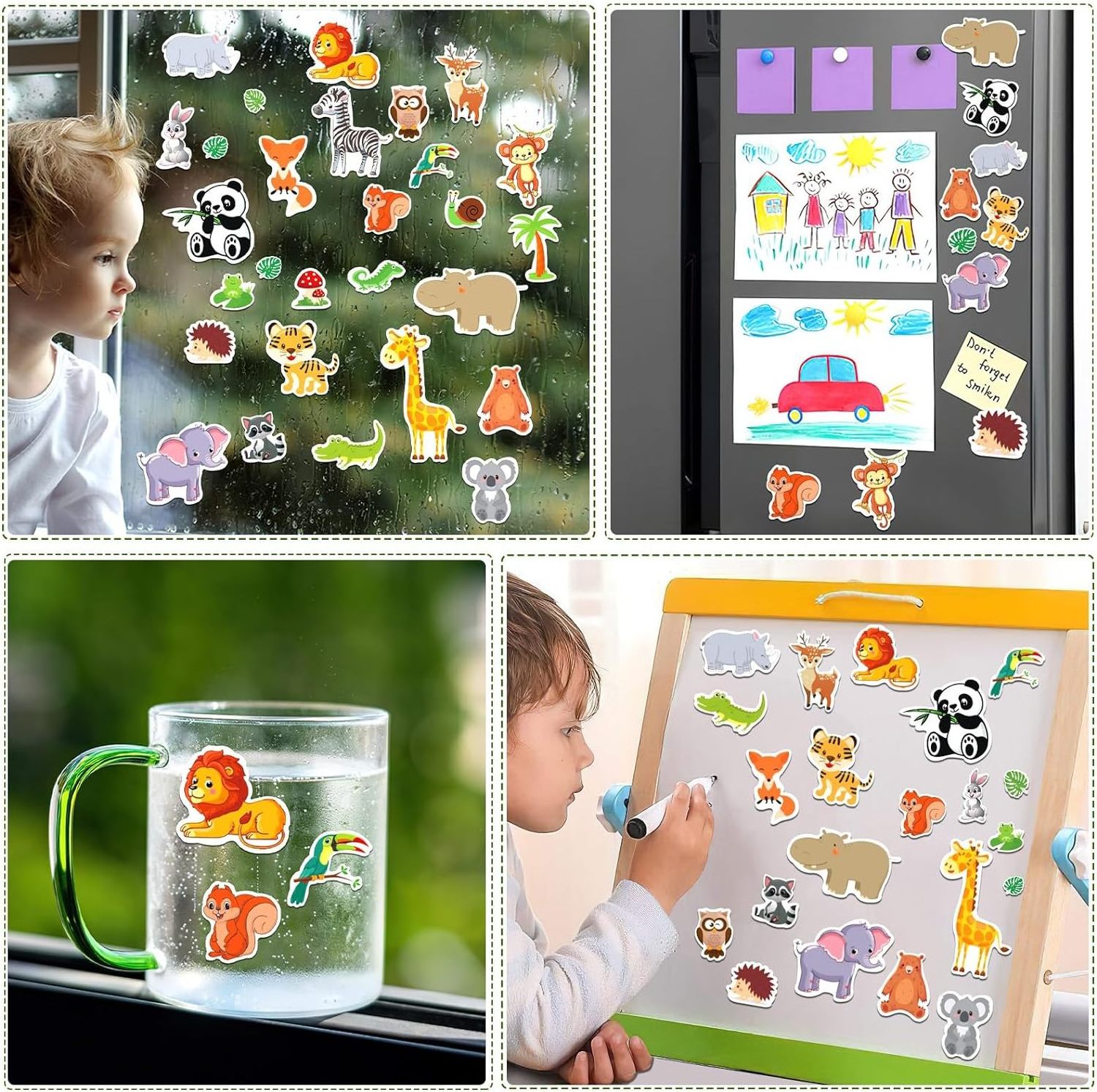 Window Clings Decals Thick Gel Clings for Adults Kids Classroom Nursery Home Zoo Animals Party Supplies Decorations