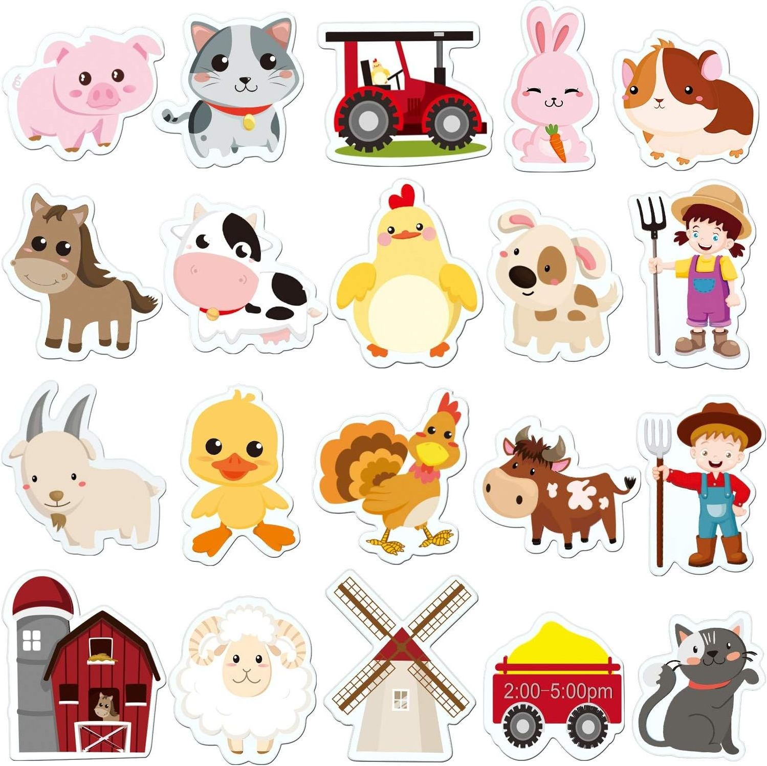 Reusable Farm Animal Window Gel Stickers for Kids Adults Home Airplane Classroom Nursery Farm Animals Party Supplies