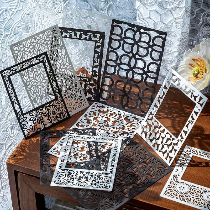 Wholesale 20 pcs / pack scrapbook paper cutout design embossed frame decoration paper for DIY craft planners