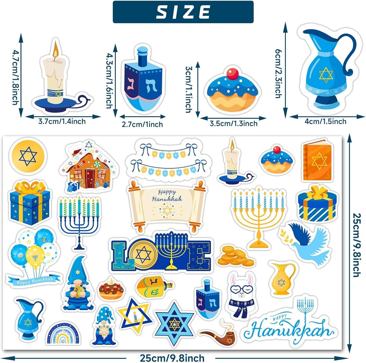 Wholesale Gel Cling Window Stickers Hanukkah Decorations  Happy Hanukkah for Jewish Chanukah Holiday Party Supplies