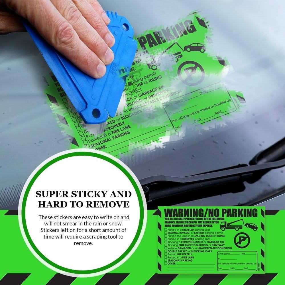 Parking Tickets No Parking Stickers Super Sticky Parking Violation Tickets Tow Warning ,8*5 in, Green