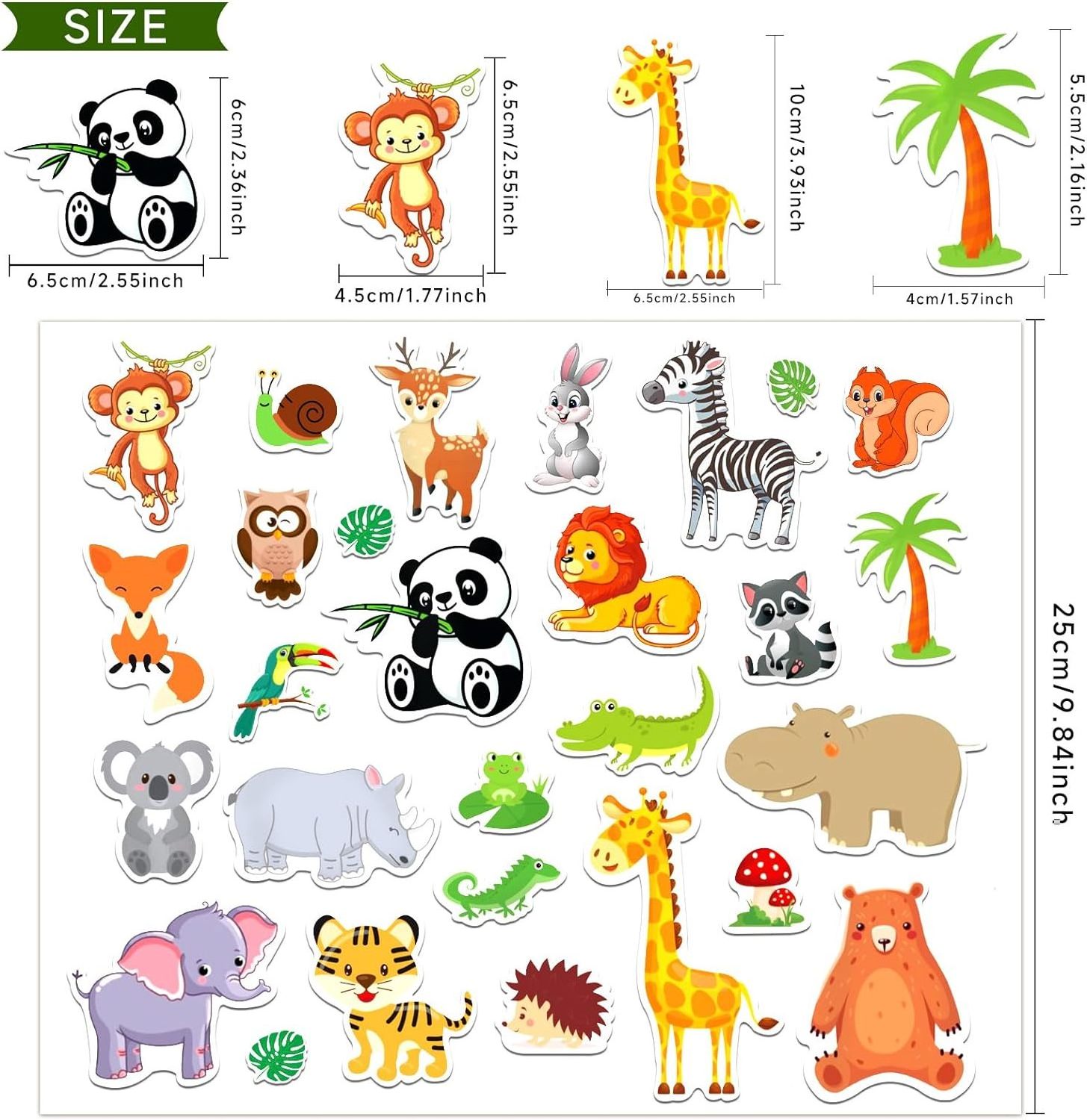 Window Clings Decals Thick Gel Clings for Adults Kids Classroom Nursery Home Zoo Animals Party Supplies Decorations