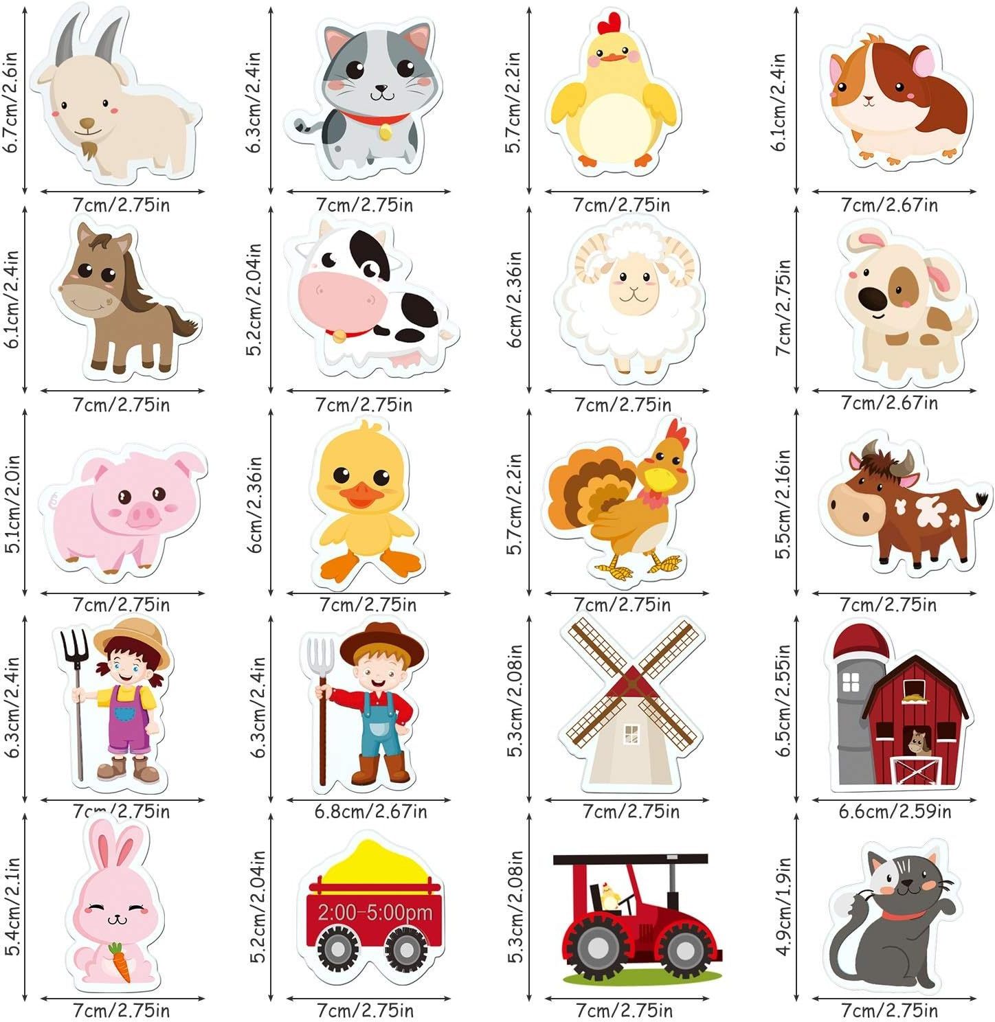 Reusable Farm Animal Window Gel Stickers for Kids Adults Home Airplane Classroom Nursery Farm Animals Party Supplies