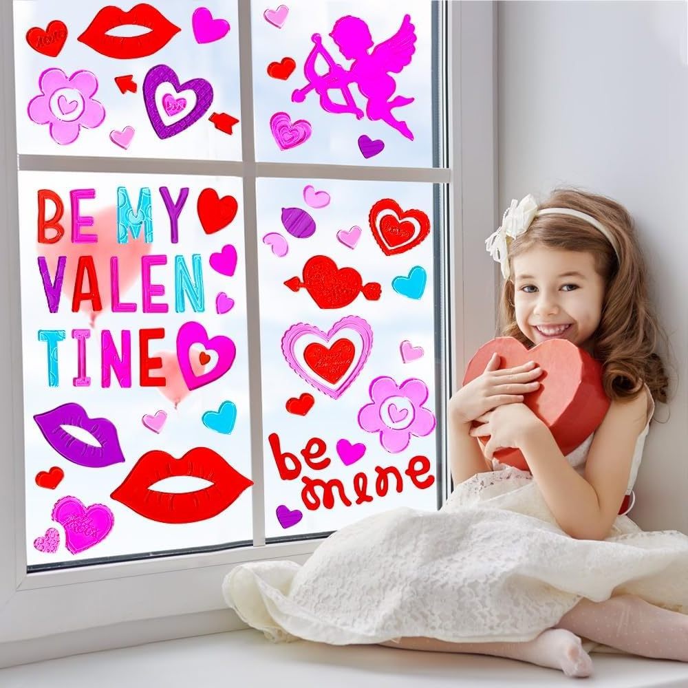 Custom Romantic Valentine TPR Gel Cling Jelly Window Sticker