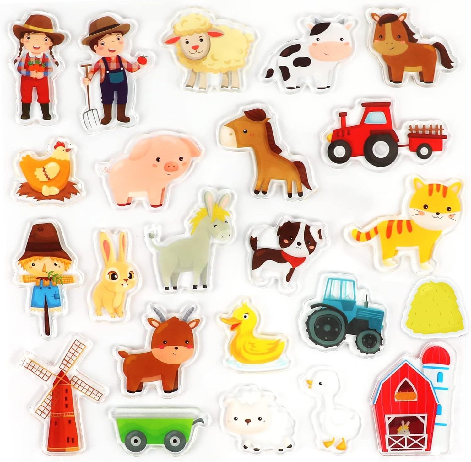 Removable Thick Gel Farm Animals Window Cling for Kids and Adults Home Classroom Nursery Farm Party Supplies Decorations