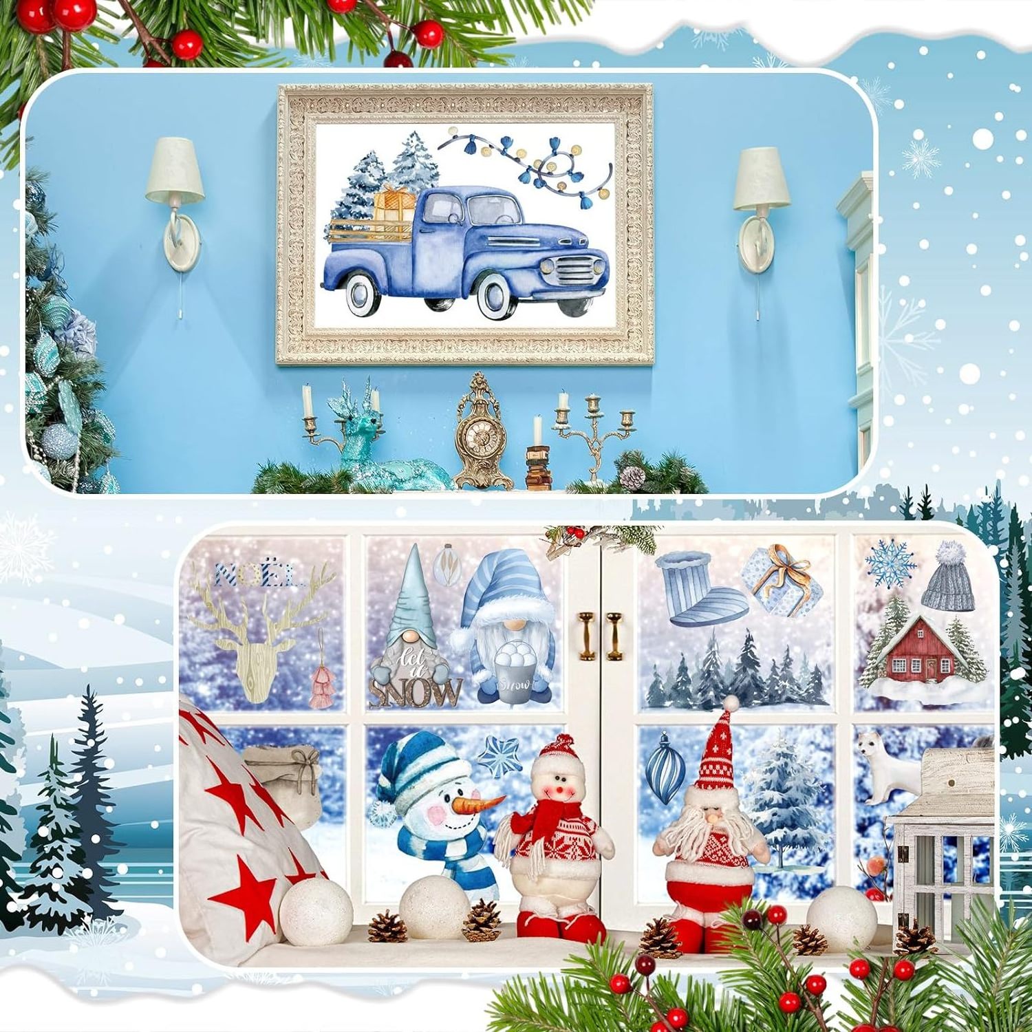 Winter Transfers Stickers Snow Style Scrapbook Stickers Decals for DIY Wood Furniture Fabric Journal Dairy Envelope Crafts