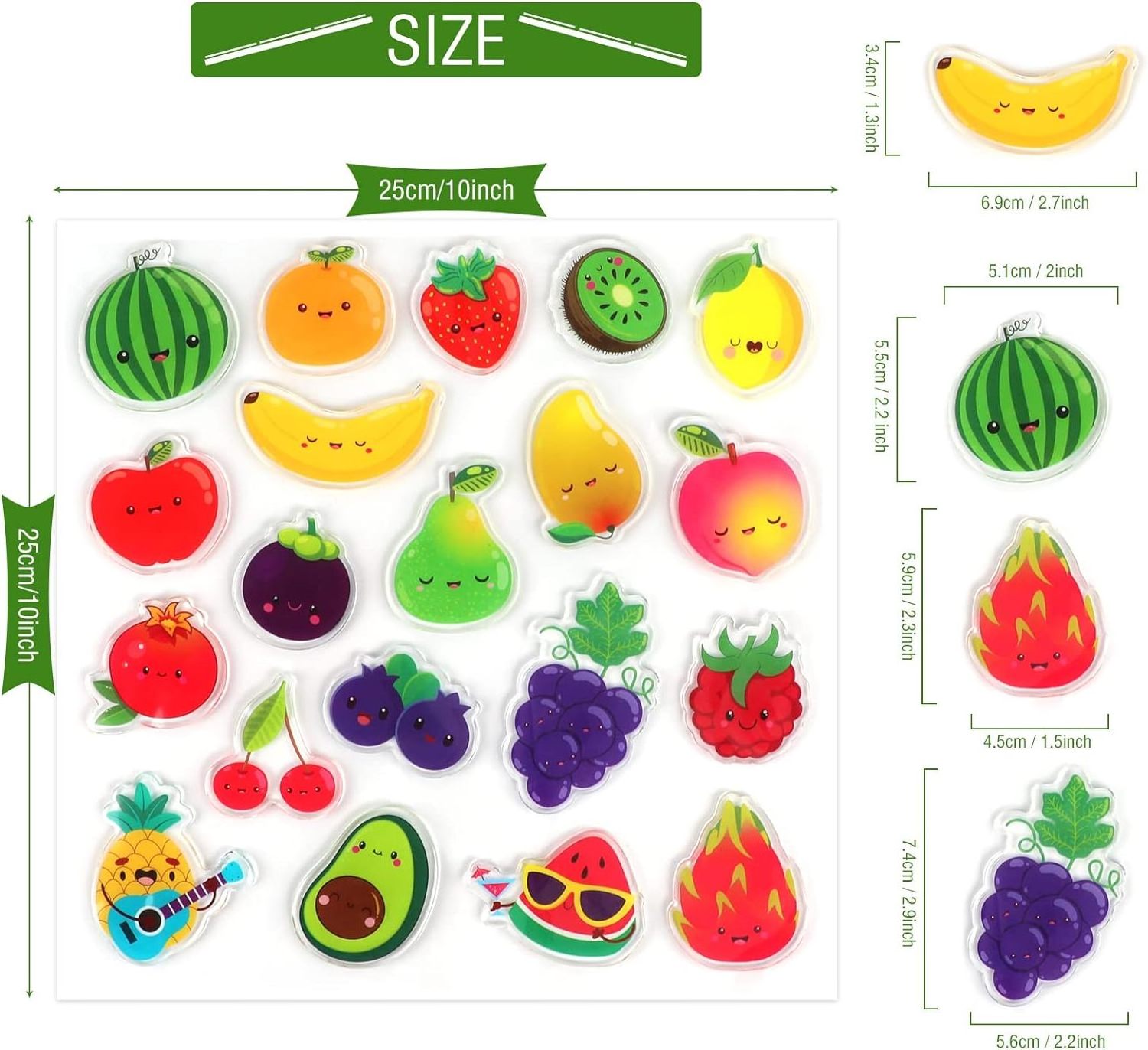 Fruits Window Thick Gel Stickers for Kids Toddlers and Adults Home Classroom Nursery Fruits Party Supplies Decorations