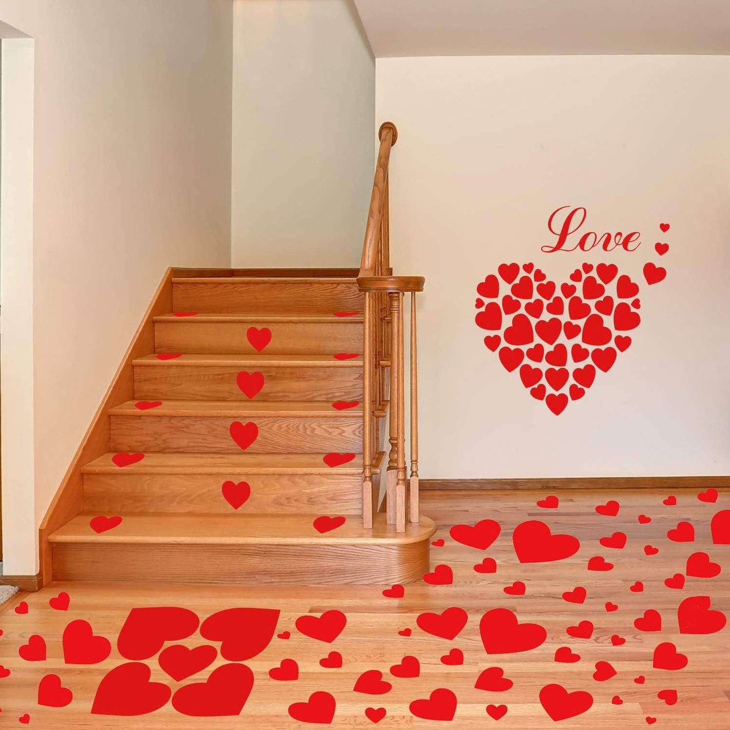 Valentine's Day Heart Floor Decals Stickers Mixed Size Heart Window Stickers Red Heart Love Decorative Decal Party Decor Vinyl